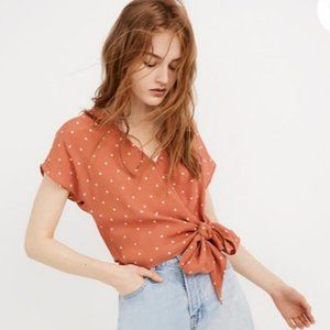 Madewell Polka Dot Sash Tie Wrap Top